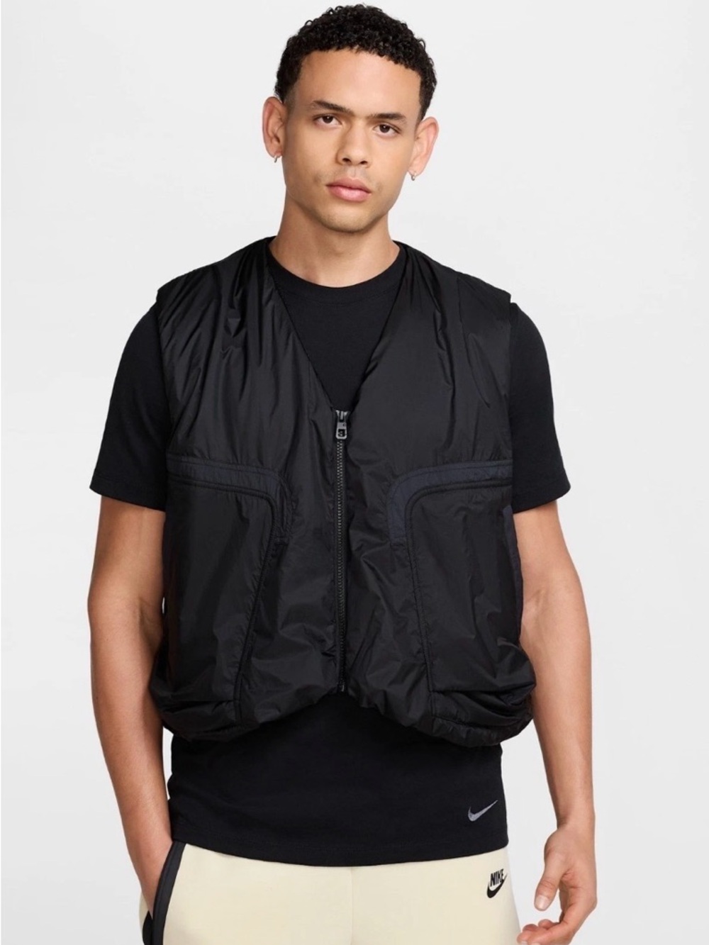 Nike Sport Utility Vest Black Mens M Loose Fit Full Zip Excellent Condition